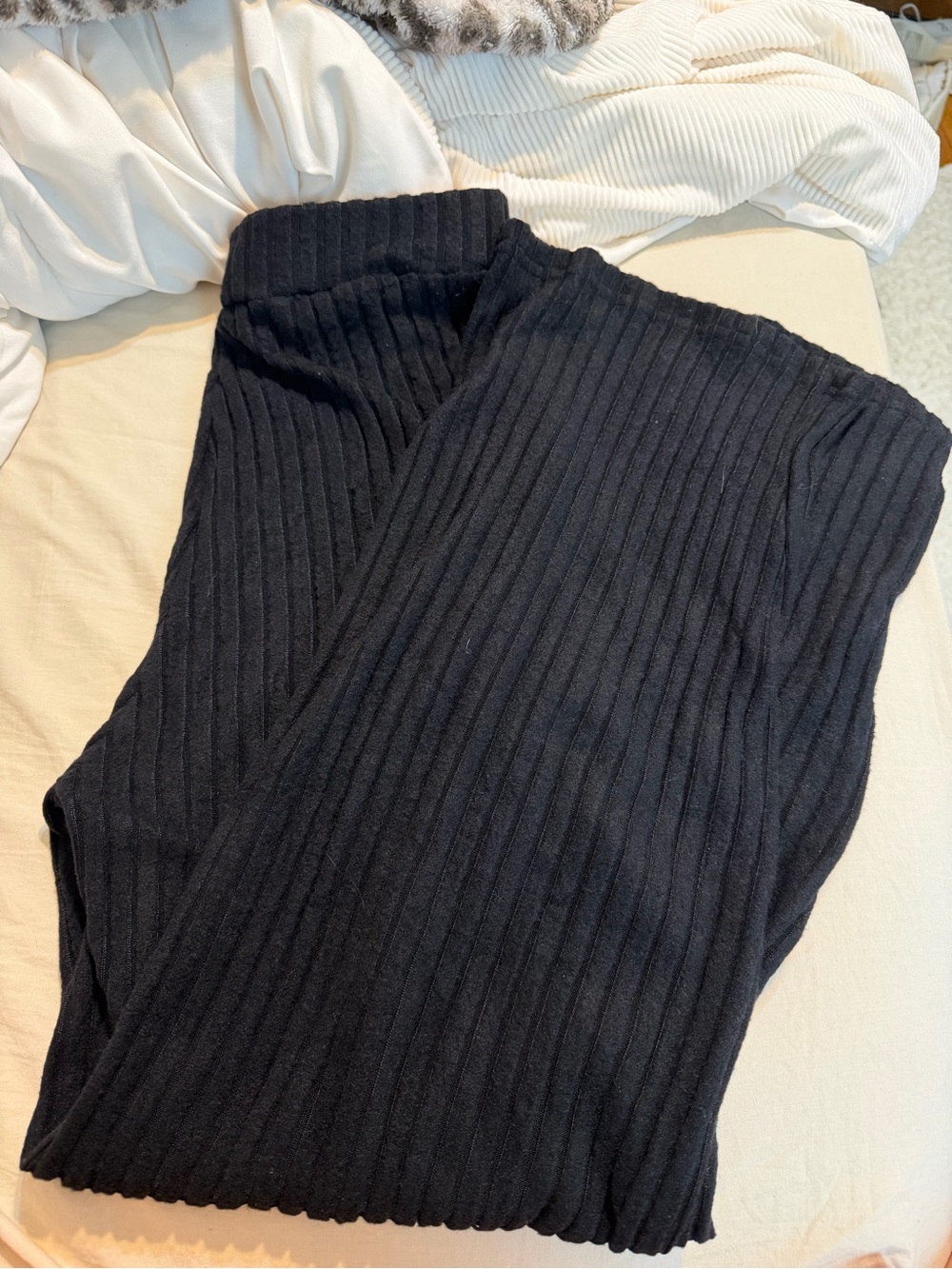 SHEIN Black Ribbed Boot Cut Knit Pants